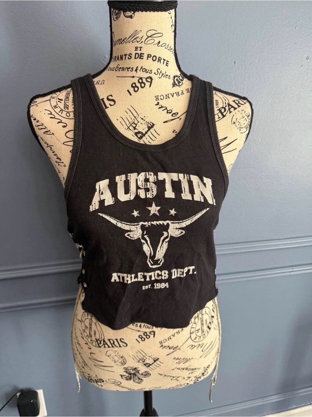 Forever 21 Austin Graphic Ribbed Tank Top - Black